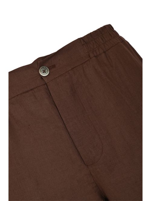 Pantalone in tela di lino Cioccolato Alpha Studio | AU-5372Q1009